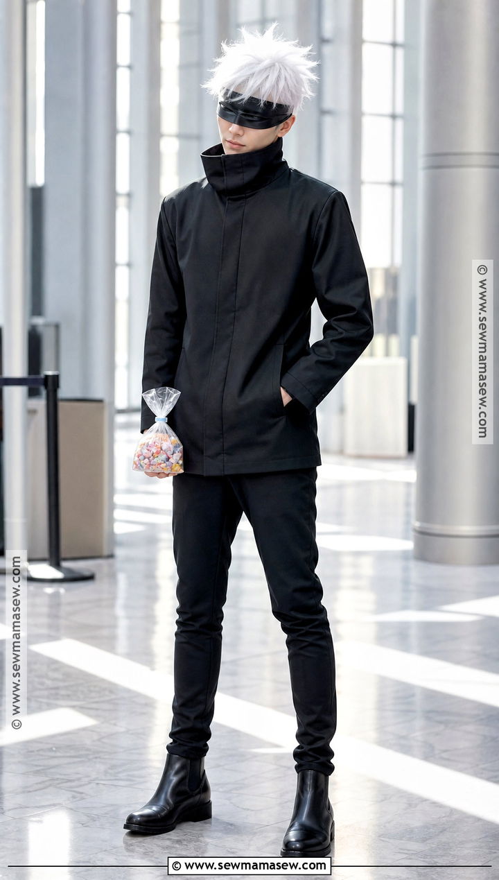 Satoru Gojo Cosplay With Black Uniform - 30 white hair cosplay ideas