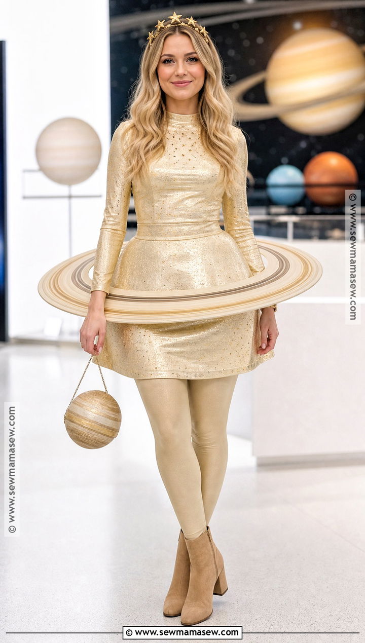 Saturn Solar System Costume With Gold Rings - 30 Solar System Costume Ideas