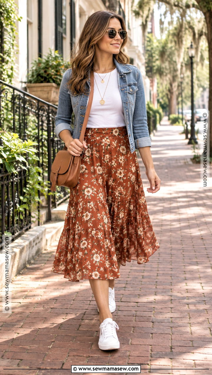 Savannah Fall T Shirt And Midi Skirt Outfit - 15 outfits for savannah georgia fall