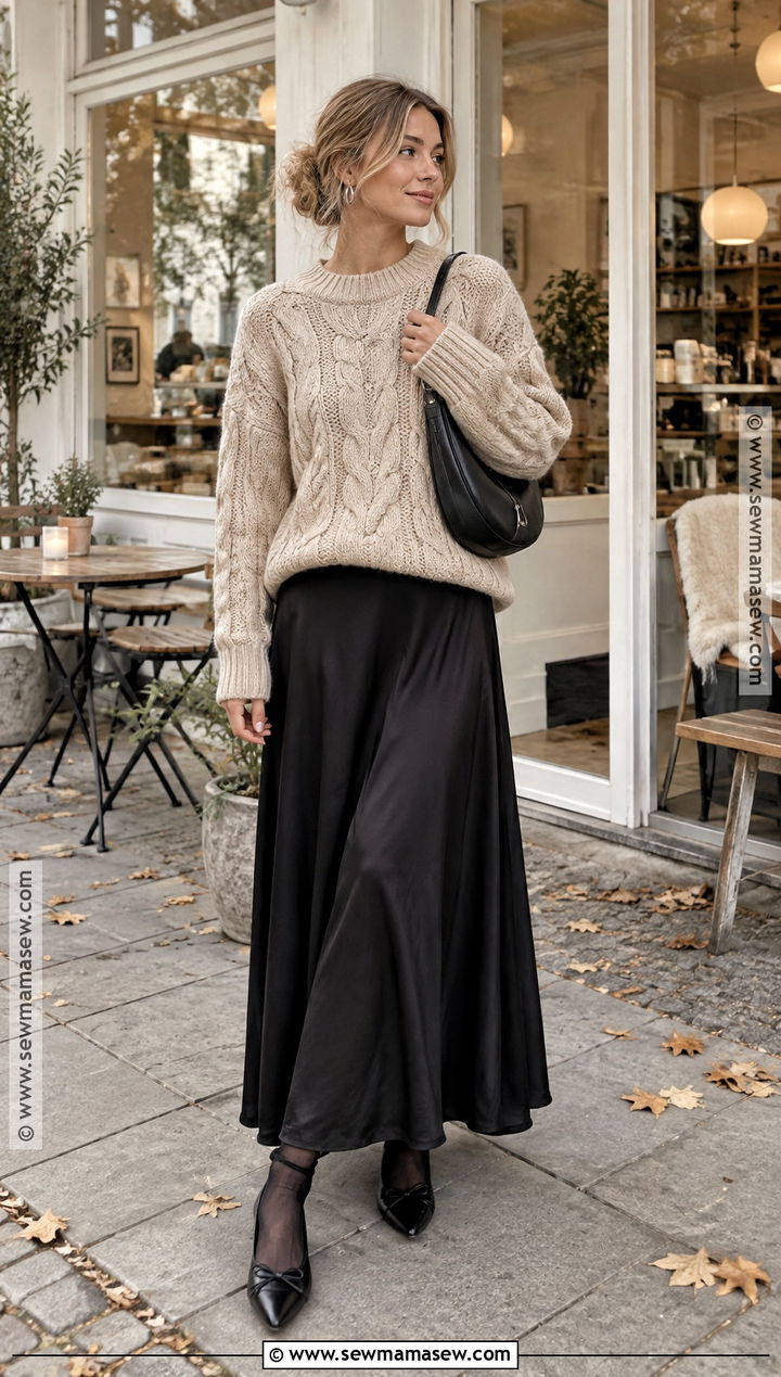 Scandi Autumn Knit And Maxi Skirt Outfit - 20 Scandi Autumn Outfits