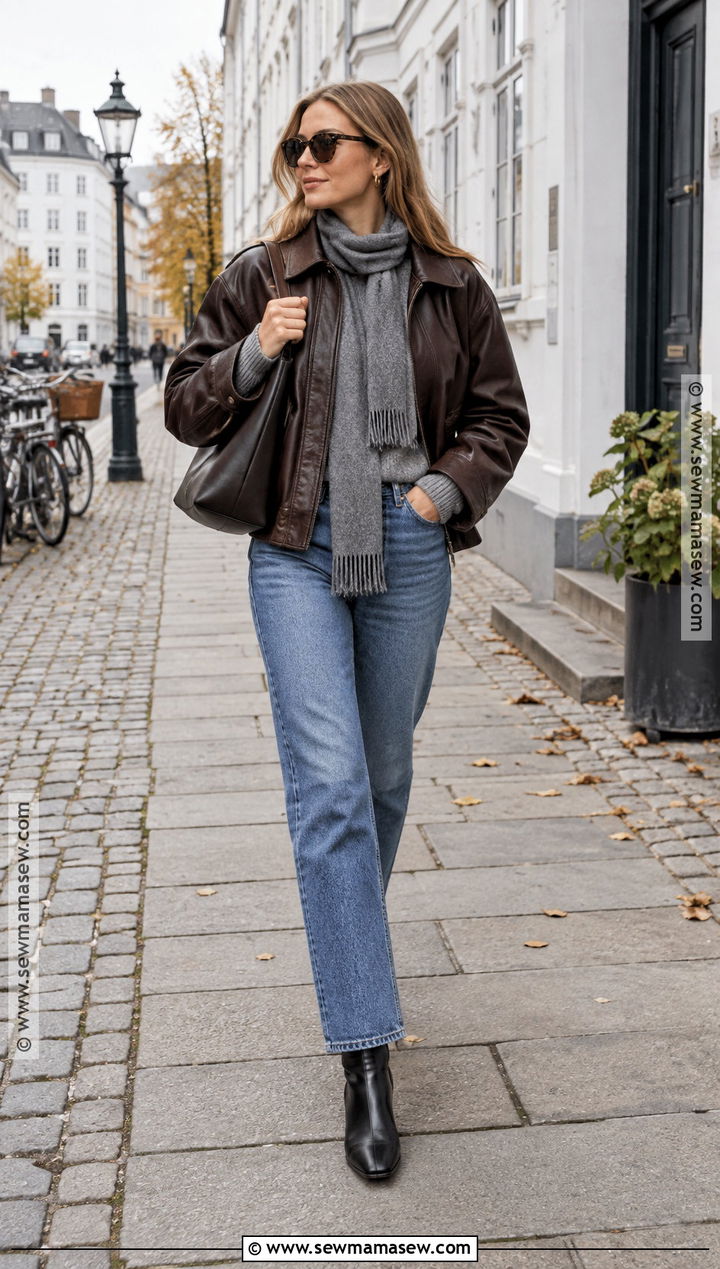 Scandi Autumn Leather Jacket Outfit - 25 scandi autumn fashion ideas