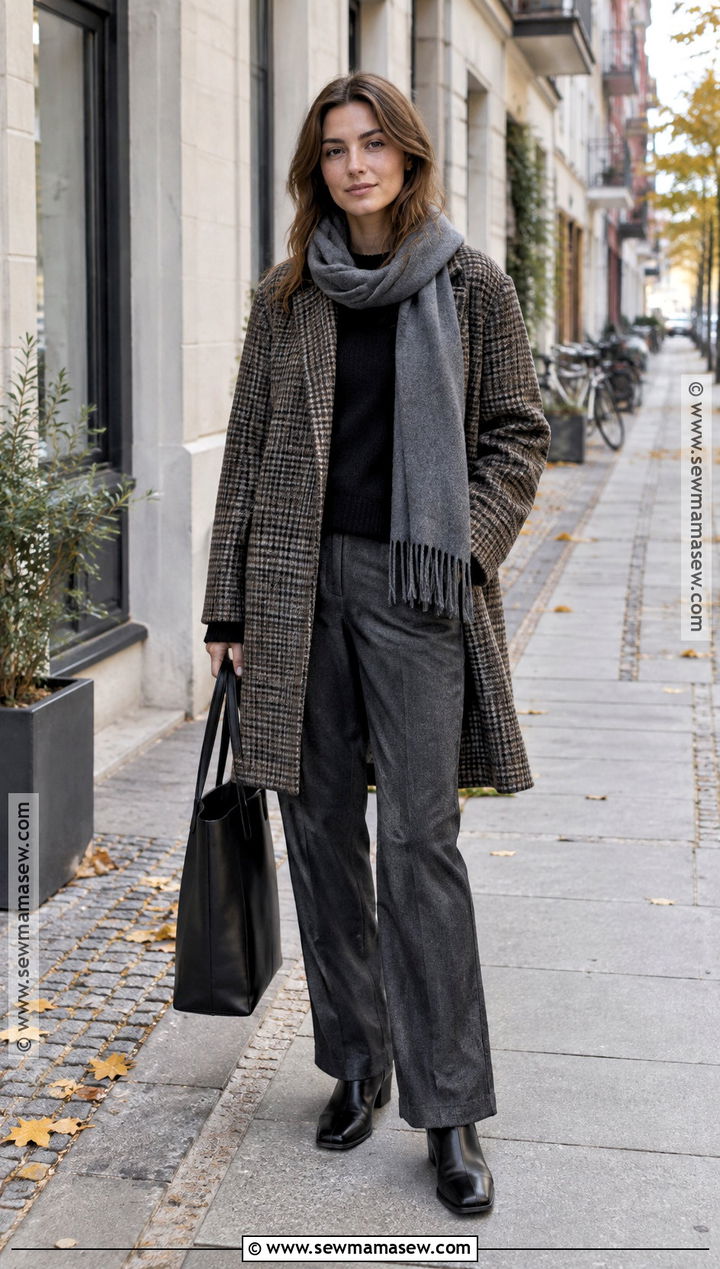 Scandi Fall Outfit With A Plaid Coat And Knitwear - 20 scandi fall outfits