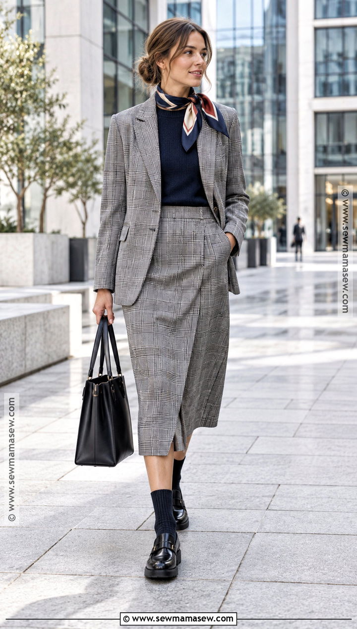 Scandi Fall Outfit With A Skirt Suit And Loafers - 20 scandi fall outfits