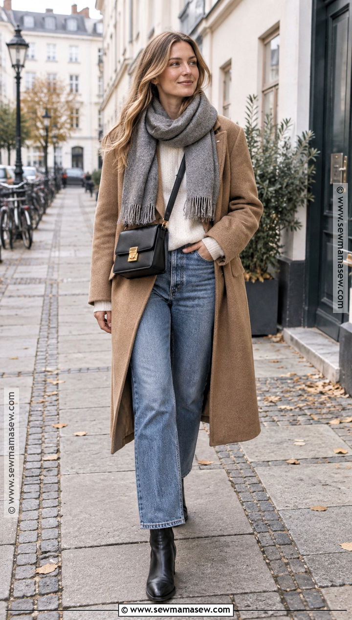 Scandi Fall Outfit With A Wool Coat And Jeans - 20 scandi fall outfits