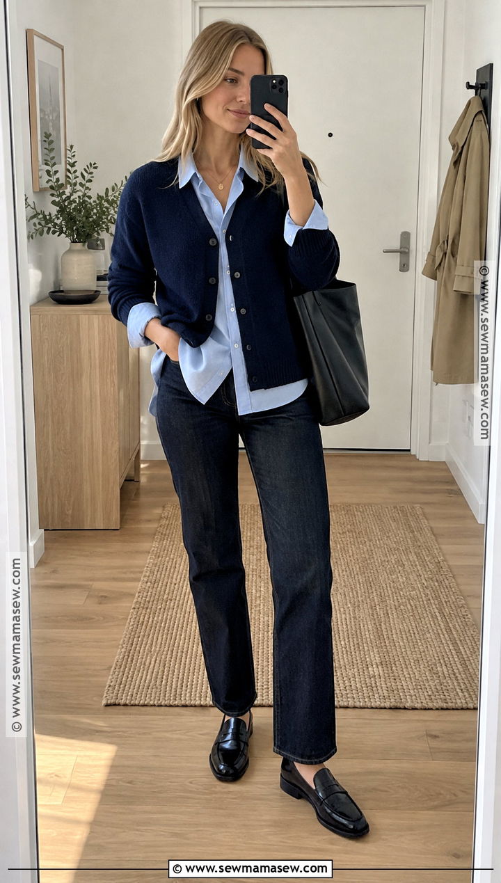 Scandinavian Fall Outfit With a Cardigan and Poplin Shirt - 20 scandinavian fall fashion ideas