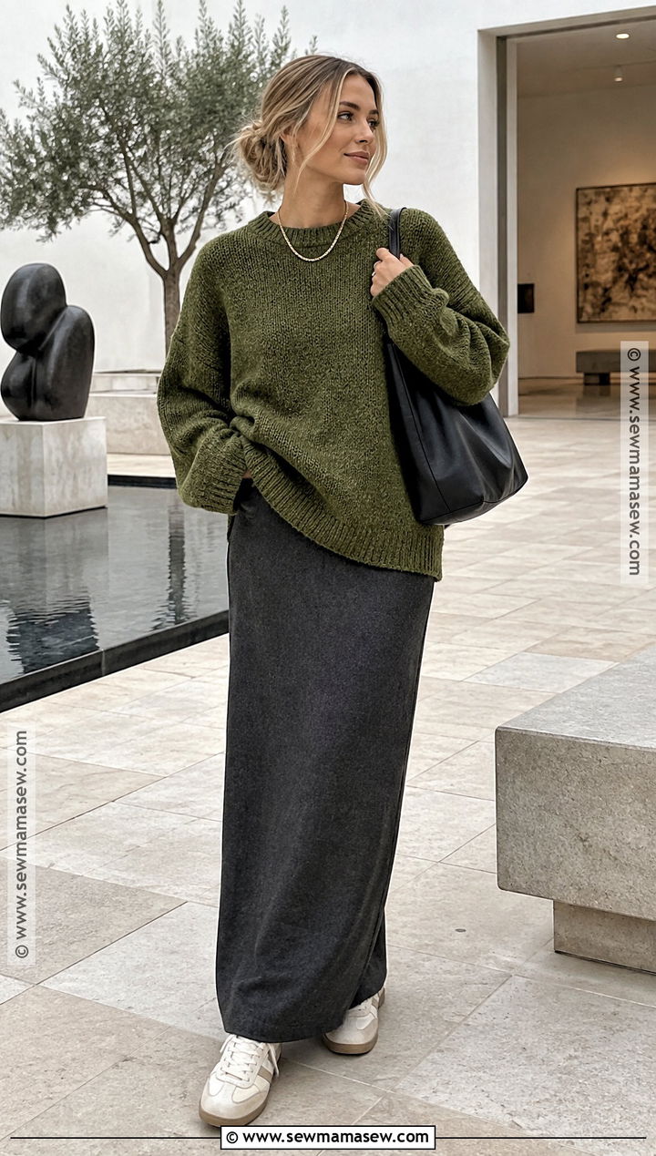 Scandinavian Fall Outfit With an Oversized Sweater and Column Skirt - 20 scandinavian fall fashion ideas