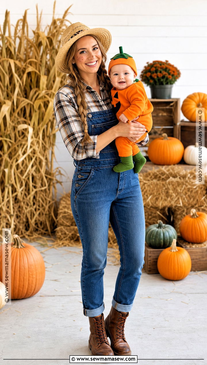 Scarecrow And Baby Pumpkin Costume - 30 mom and baby costumes