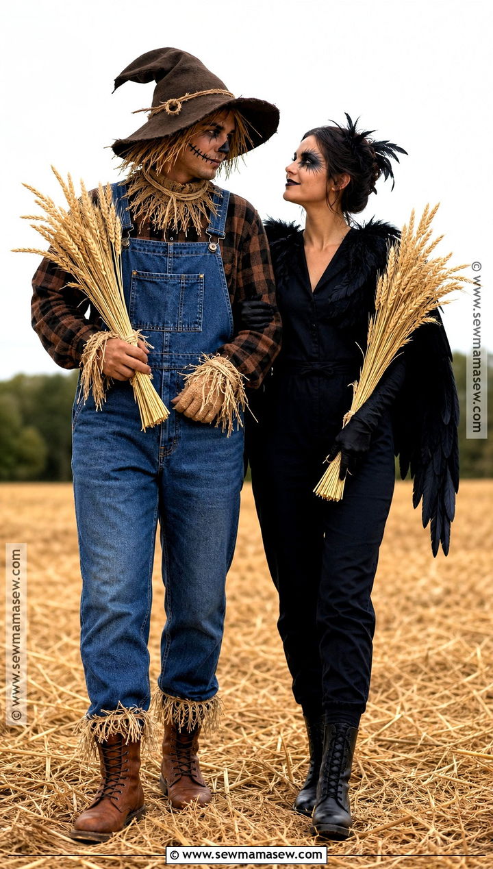 Scarecrow And Crow Couple Outfit - 30 Couples Halloween Outfits