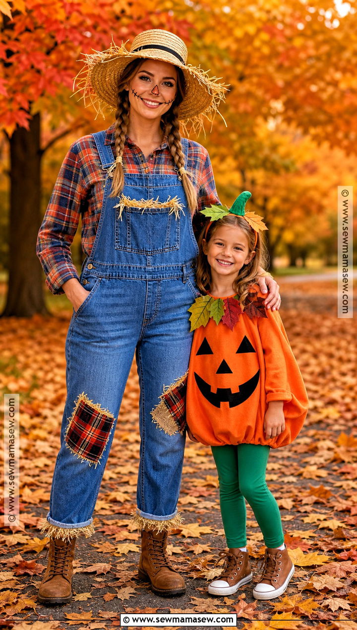 Scarecrow And Pumpkin Costume - 30 mom daughter halloween costumes