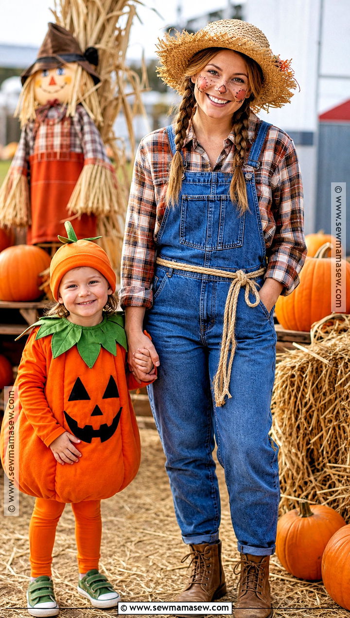 Scarecrow And Pumpkin Costume - 35 mommy and me halloween costumes