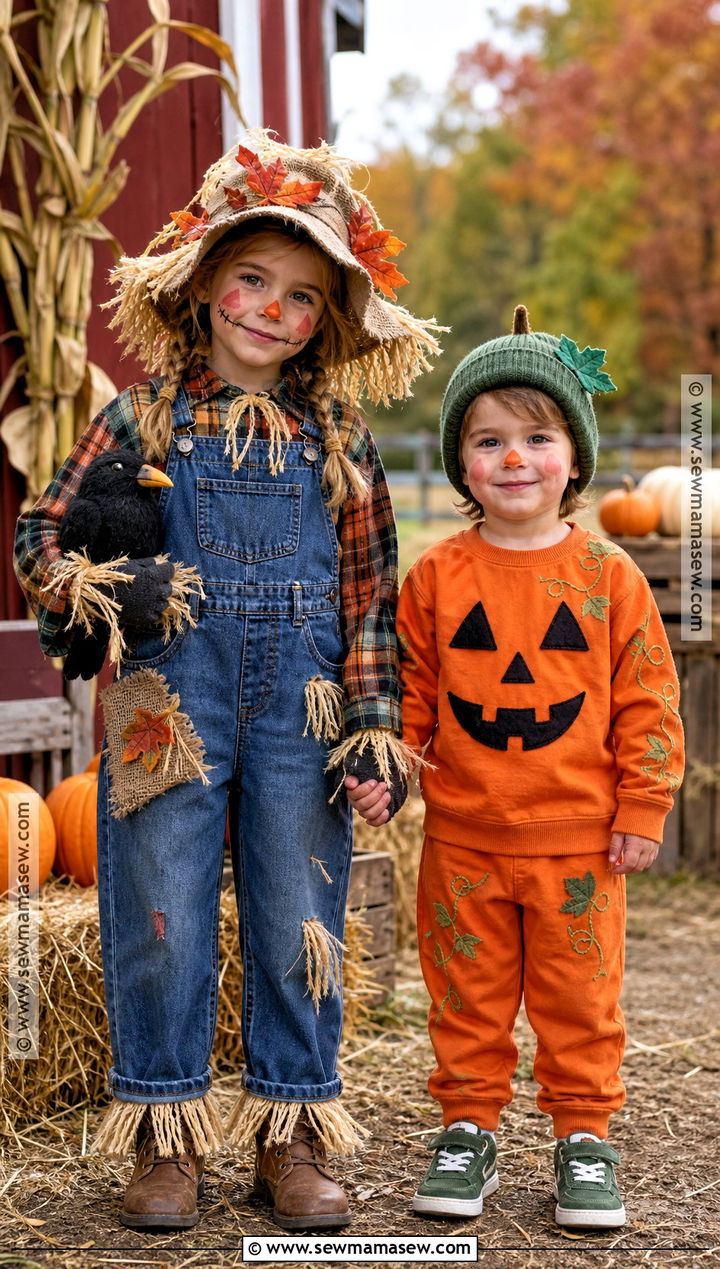 Scarecrow And Pumpkin Sibling Costume - 35 sibling costume ideas