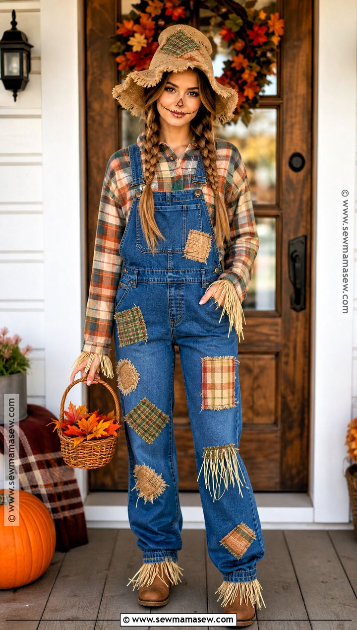 Scarecrow Costume With A Plaid Shirt - 35 Easy At Home Halloween Costumes