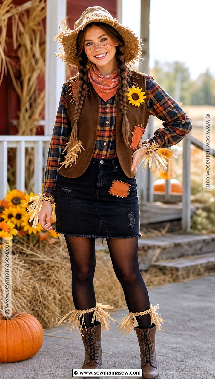 Scarecrow Costume With Black Denim Skirt - 30 halloween costumes black skirt