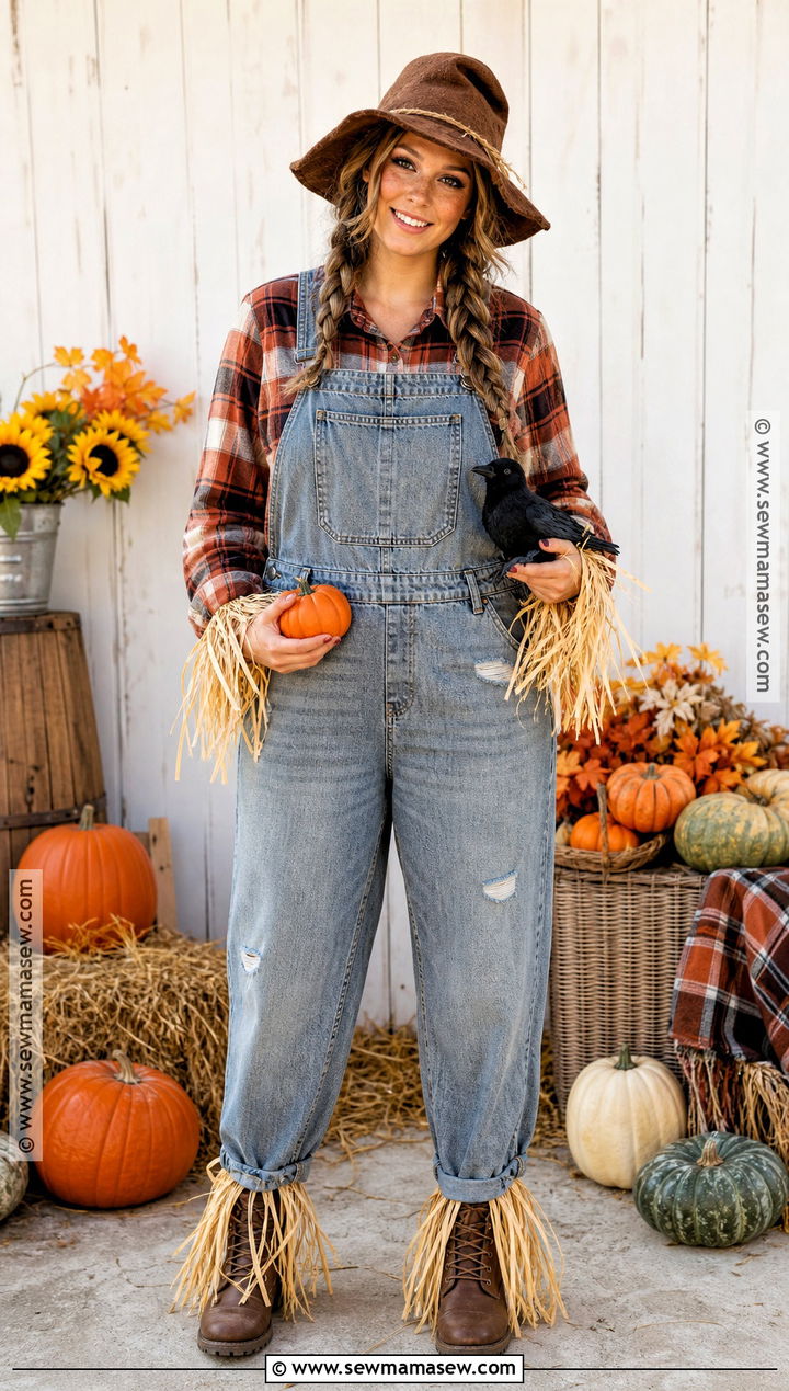 Scarecrow Costume With Flannel Shirt - 30 Low Budget Halloween Costumes