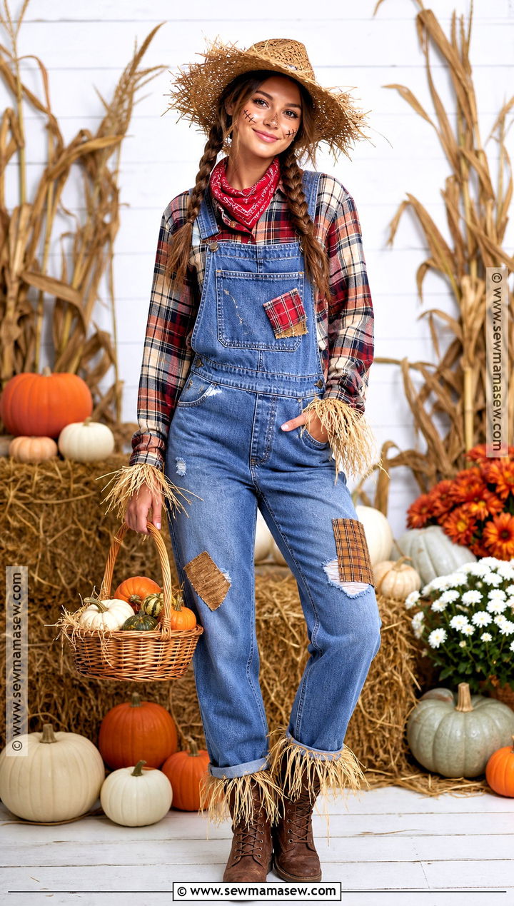 Scarecrow Costume With Flannel Shirt - 40 halloween costumes last minute