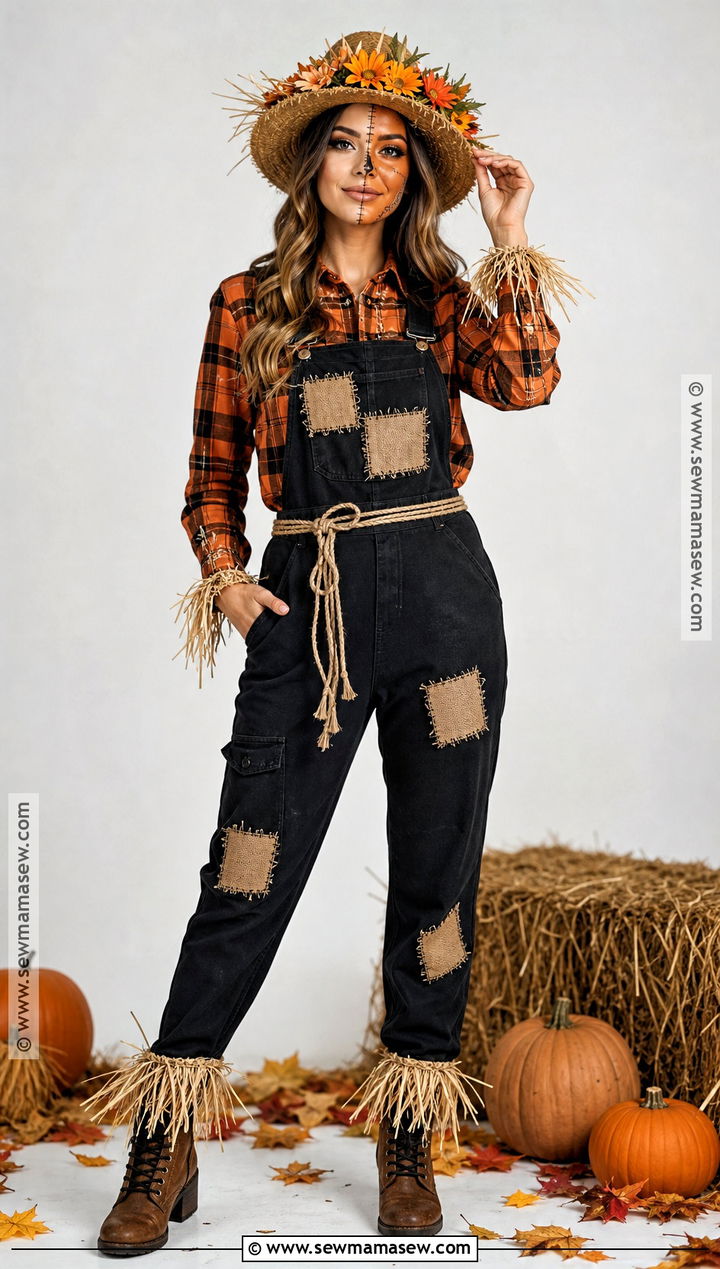 Scarecrow Costume With Half Face Makeup - 50 scarecrow costume ideas