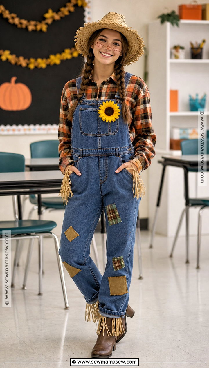 Scarecrow Costume With Overalls - 40 school halloween costumes