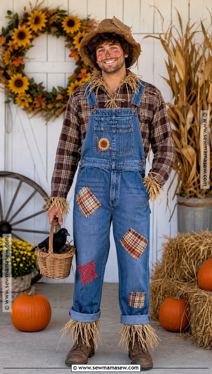 Scarecrow Costume With Overalls - 30 Simple Halloween Costumes for Men