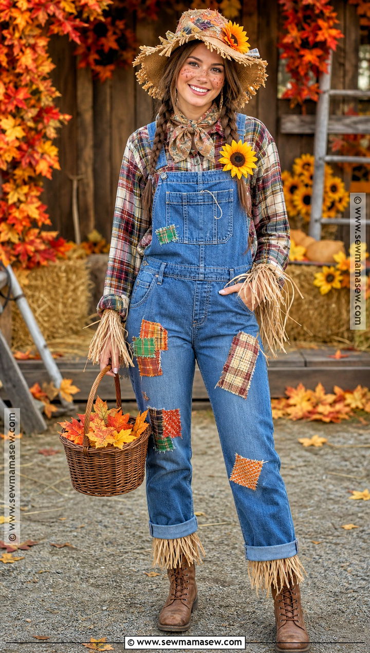 Scarecrow Costume With Patchwork Overalls - 30 costume outfits