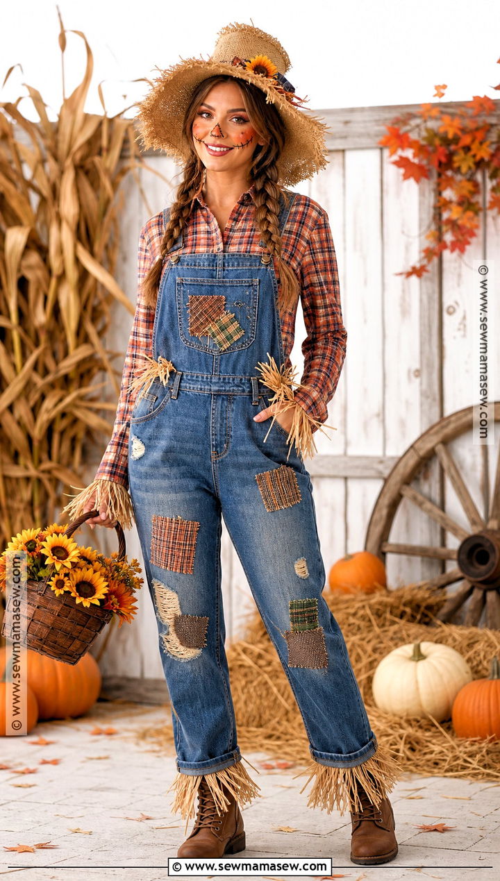 Scarecrow Costume With Plaid Shirt - 30 easy last minute halloween costumes for women