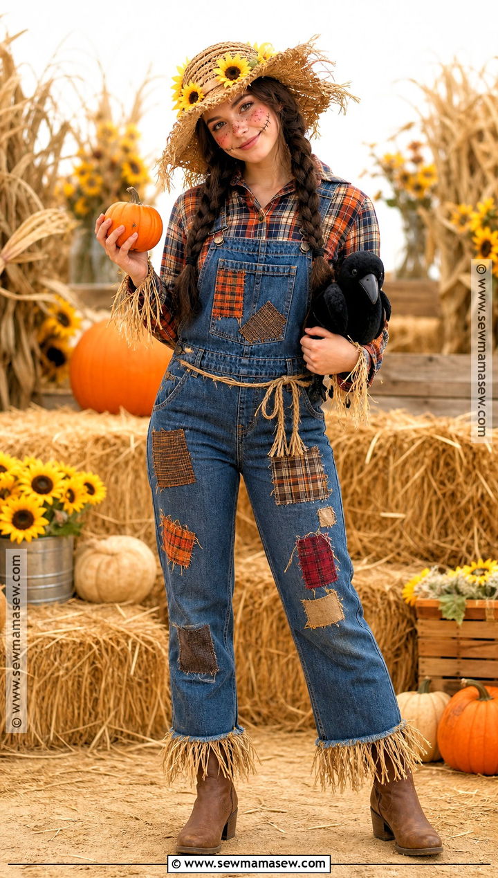 Scarecrow Costume With Plaid Shirt - 30 Halloween Costumes Solo for Women