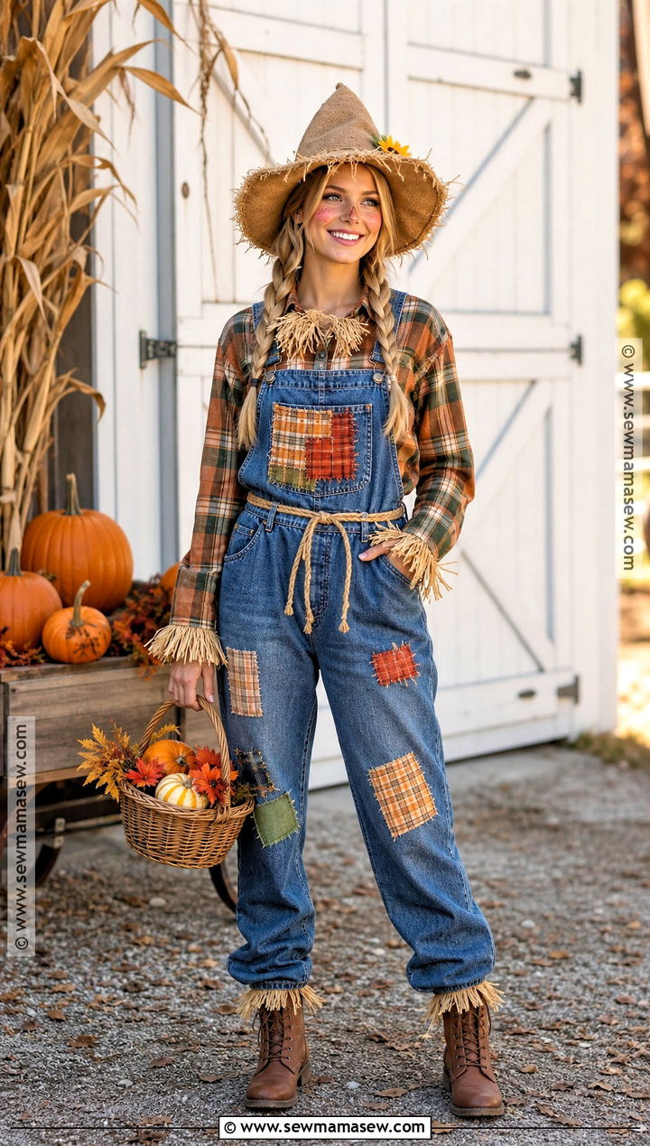 Scarecrow Costume With Plaid Shirt - 30 Halloween Dress Up Ideas