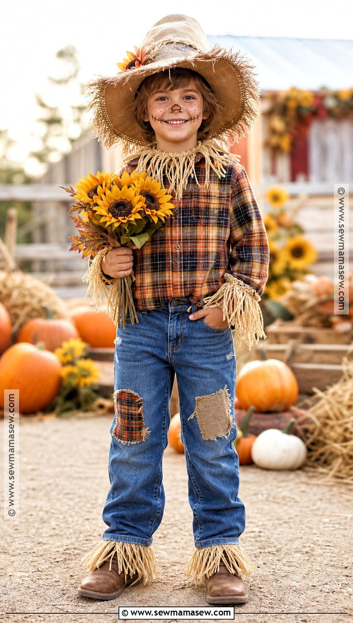 Scarecrow Costume With Plaid Shirt - 30 last minute costume ideas for kids