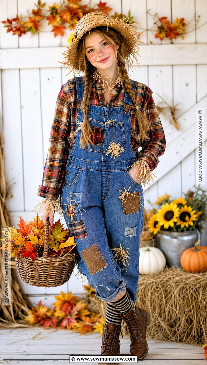 Scarecrow Costume With Plaid Shirt - 30 teen costumes
