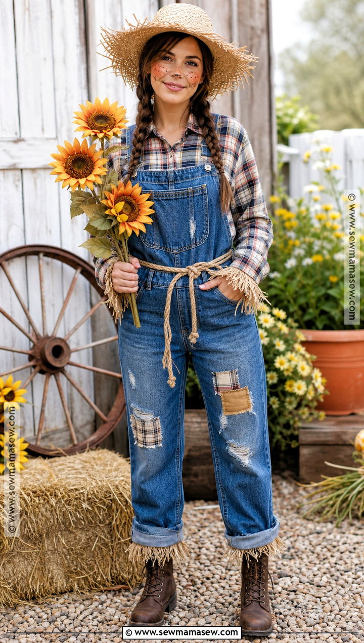 Scarecrow Costume With Plaid Shirt - 35 costume ideas for women