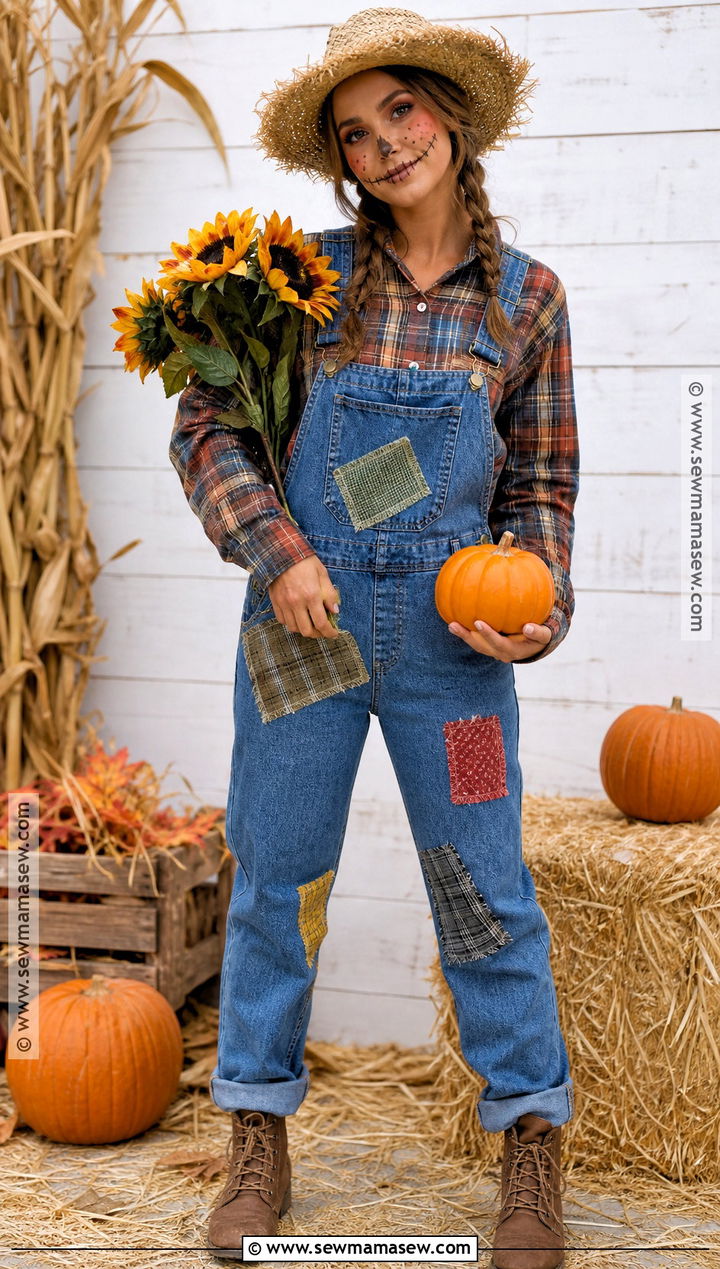 Scarecrow Costume With Plaid Shirt - 35 Iconic Solo Halloween Costumes