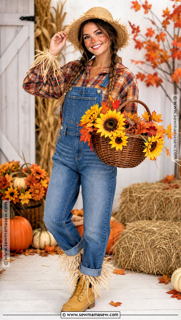 Scarecrow Costume With Plaid Shirt - 35 quick easy halloween costumes for women
