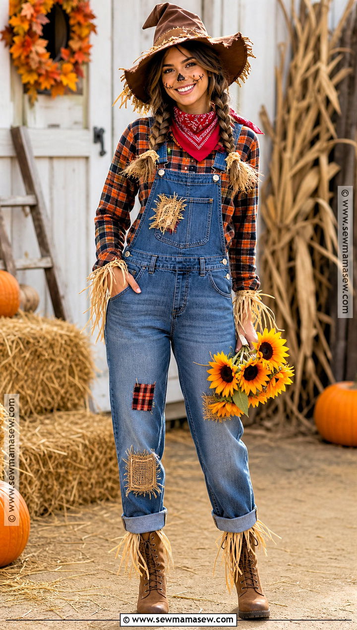 Scarecrow Costume With Plaid Shirt - 35 womens halloween costume ideas