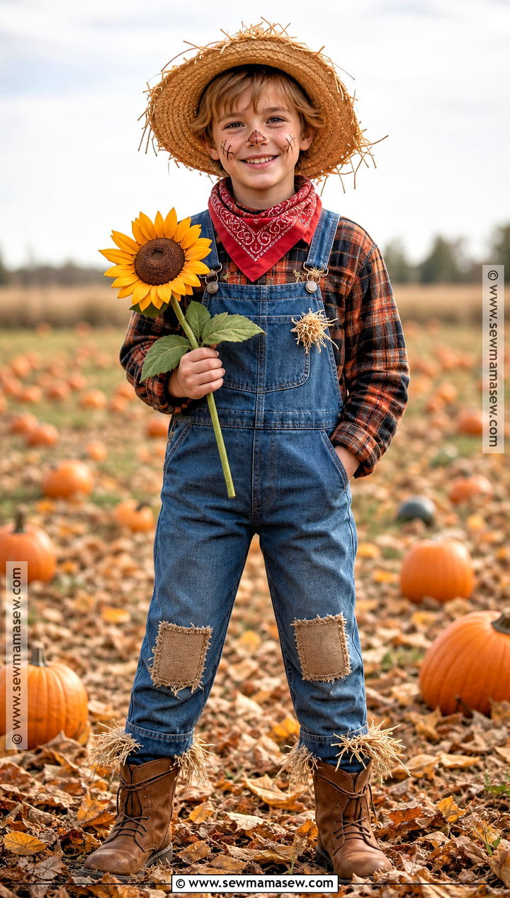 Scarecrow Costume With Plaid Shirt - 40 boys halloween costumes