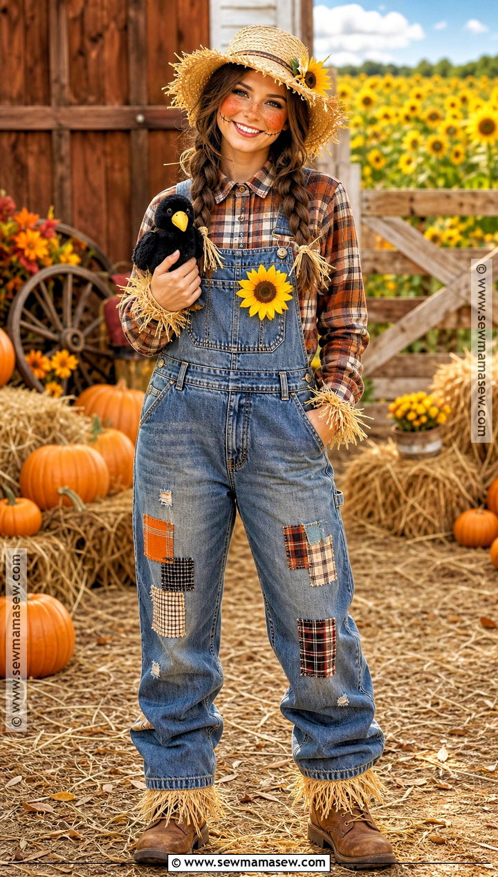 Scarecrow Costume With Plaid Shirt - 40 halloween costumes for women