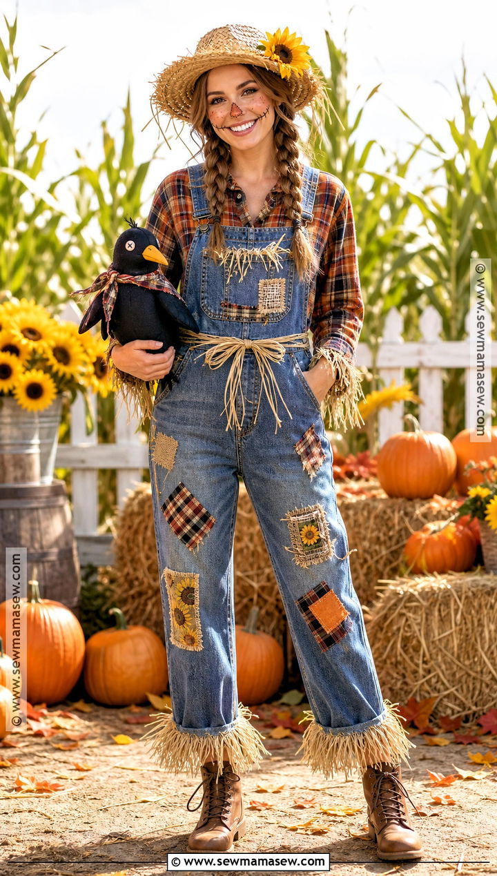 Scarecrow Costume With Plaid Shirt - 45 women halloween costume ideas