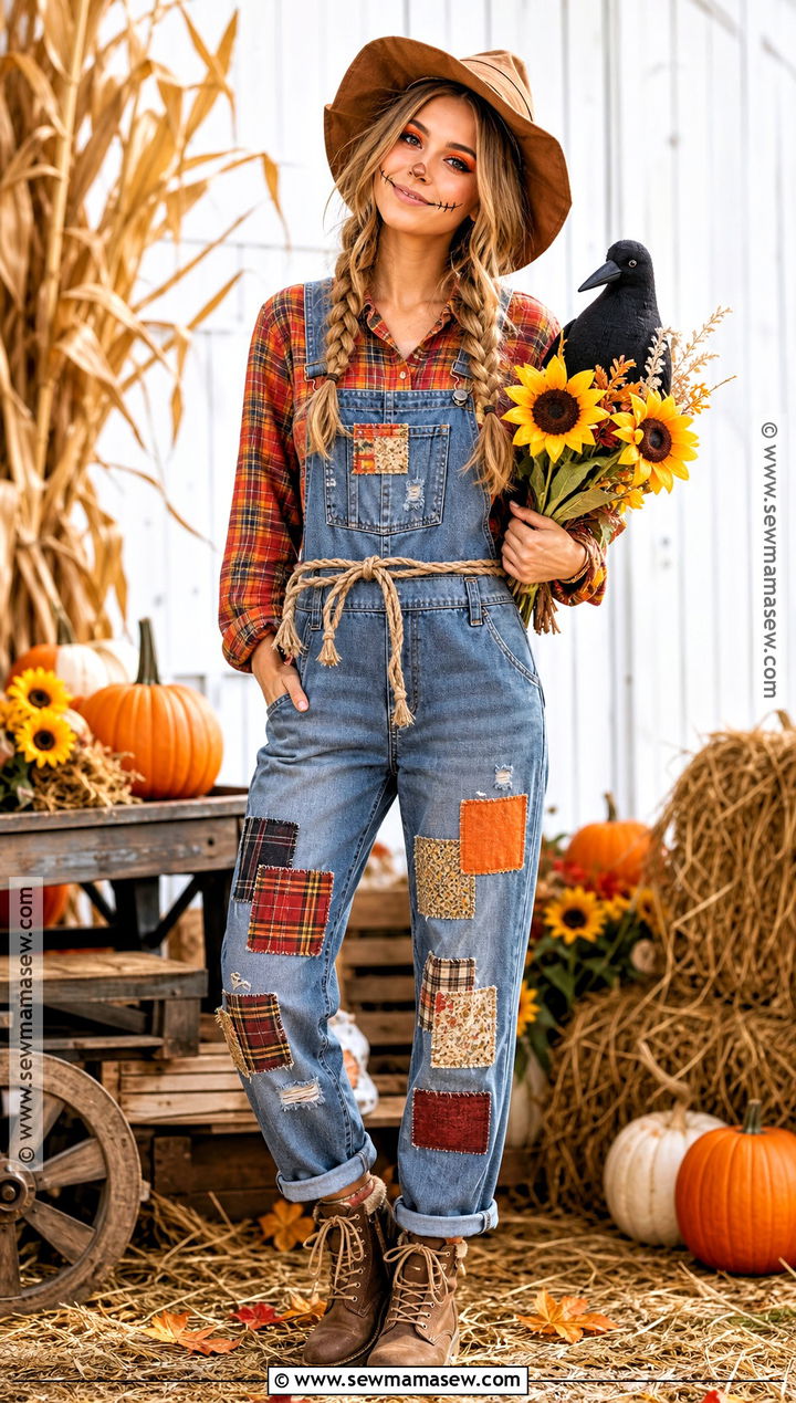Scarecrow Costume With Plaid Shirt - 50 costume ideas for women