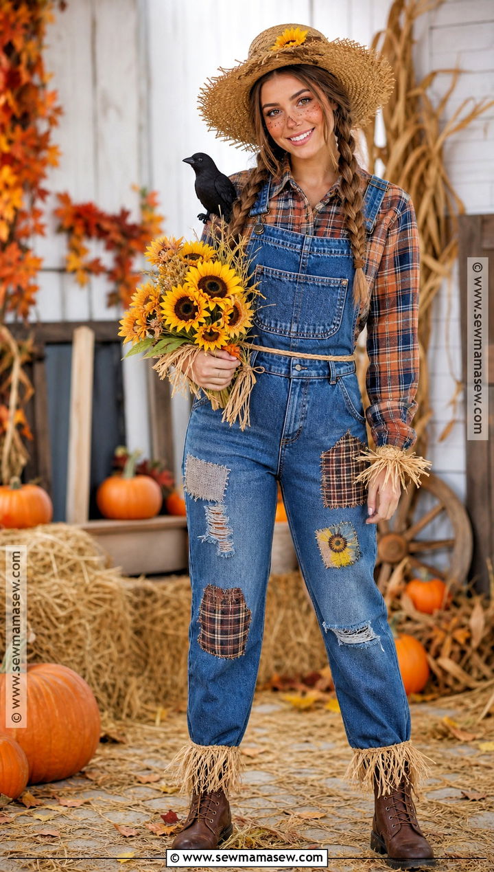 Scarecrow Costume With Plaid Shirt - 50 halloween costume ideas