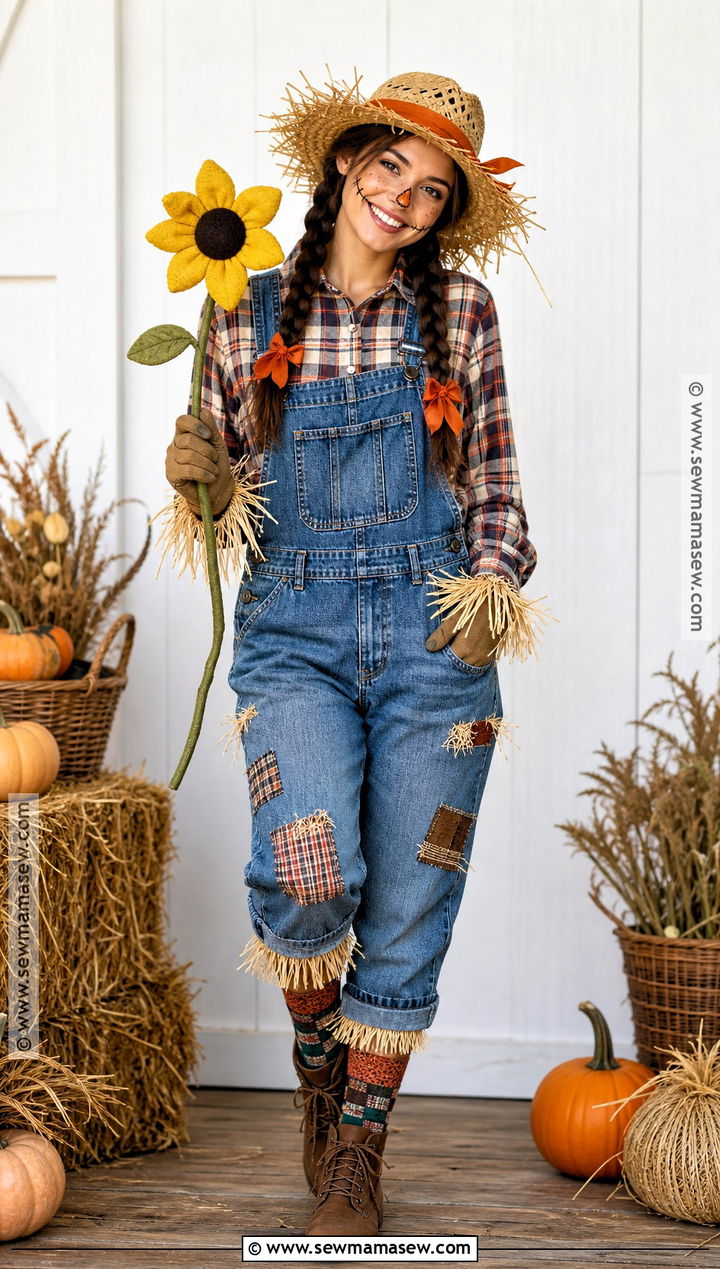 Scarecrow Costume With Plaid Shirt - 50 halloween costumes for women