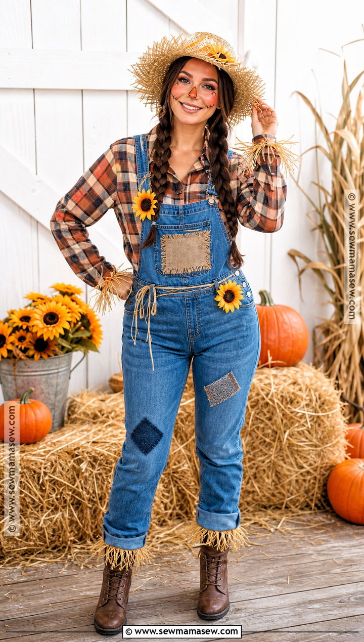 Scarecrow Costume With Plaid Shirt - 30 costume ideas women easy