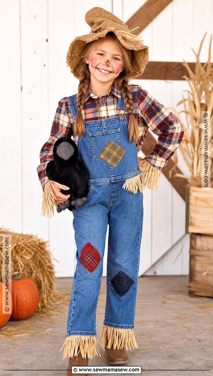 Scarecrow Costume With Plaid Shirt - 30 costumes for kids