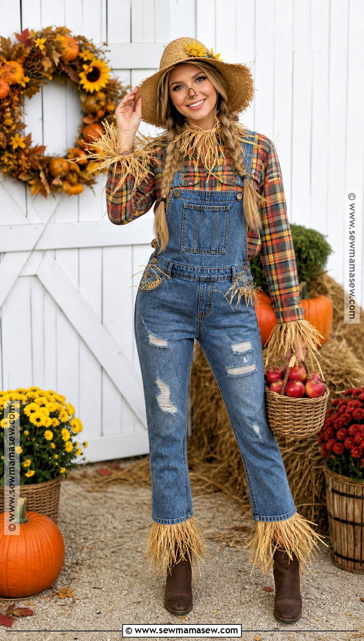 Scarecrow Costume With Plaid Shirt - 30 Cute And Easy Halloween Costumes