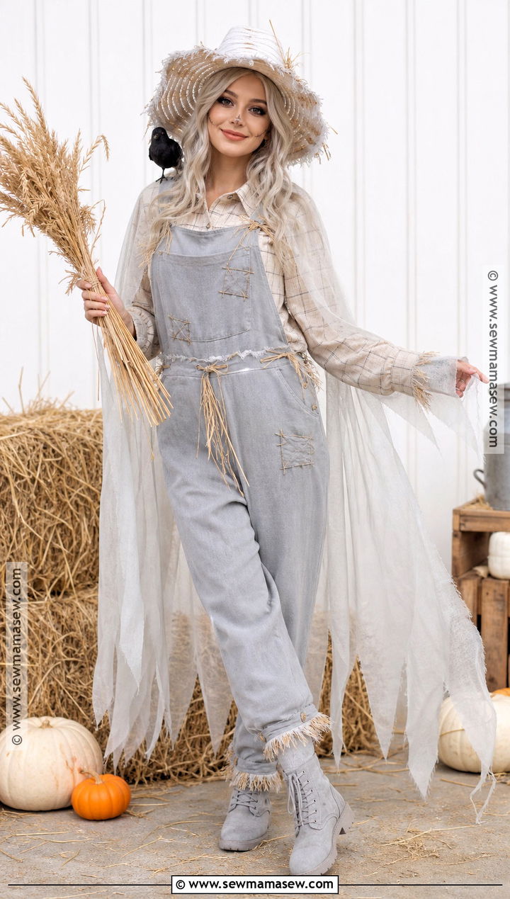 Scarecrow Ghost Costume With Straw Hat - 35 ghost halloween costume ideas