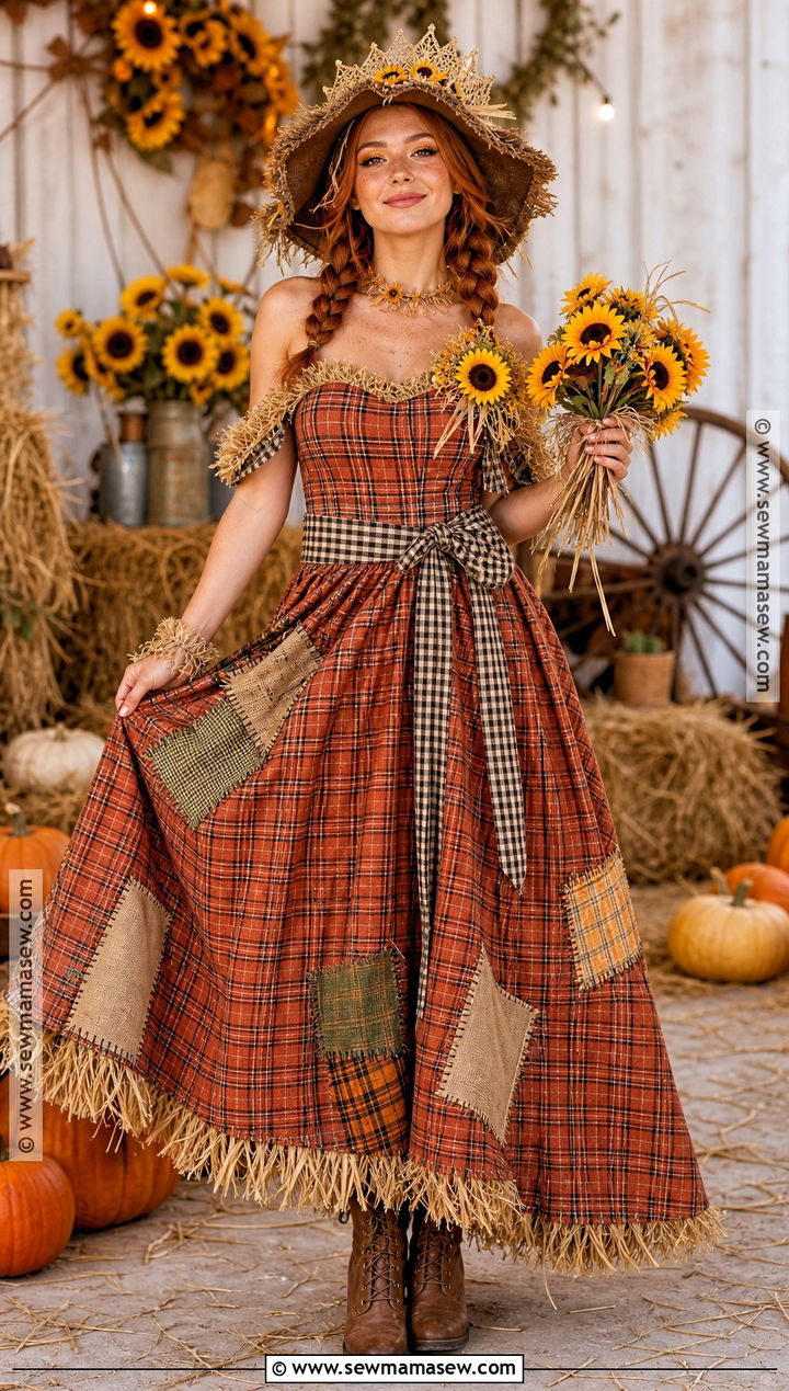 Scarecrow Prom Queen Costume With Patchwork Dress - 35 prom queen halloween costume ideas