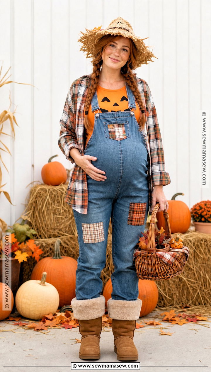 Scarecrow Pumpkin Belly Costume - 40 pregnant halloween costume ideas