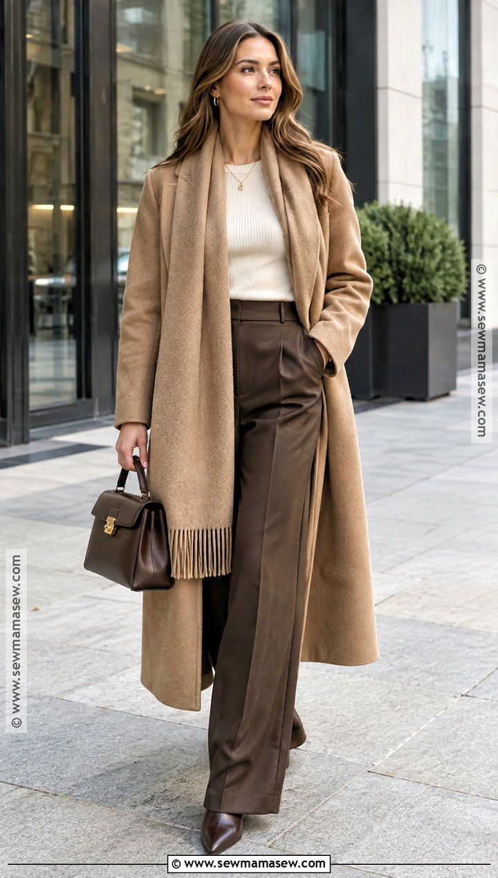Scarf Coat And Tailored Trousers Autumn Outfit - 15 outfits for autumn 2026