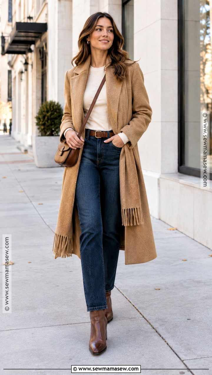 Scarf Coat With Straight Leg Jeans - 15 fall coats 2026