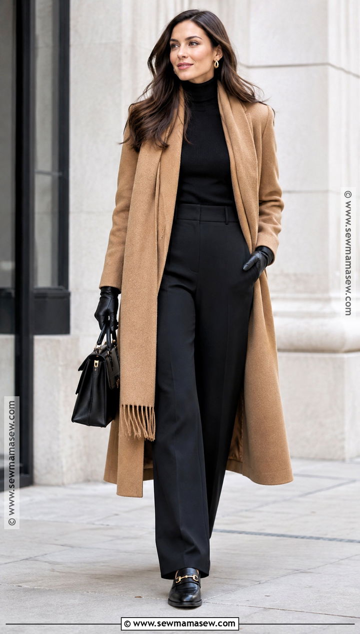 Scarf Coat With Turtleneck And Trousers - 15 Fall Coats for Women 2026
