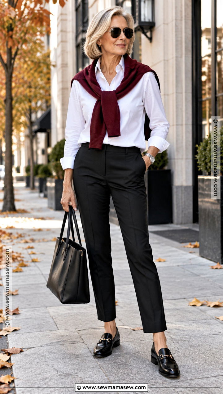 Scarf Draped Sweater And Cigarette Pants Fall Outfit - 25 trending fall outfits