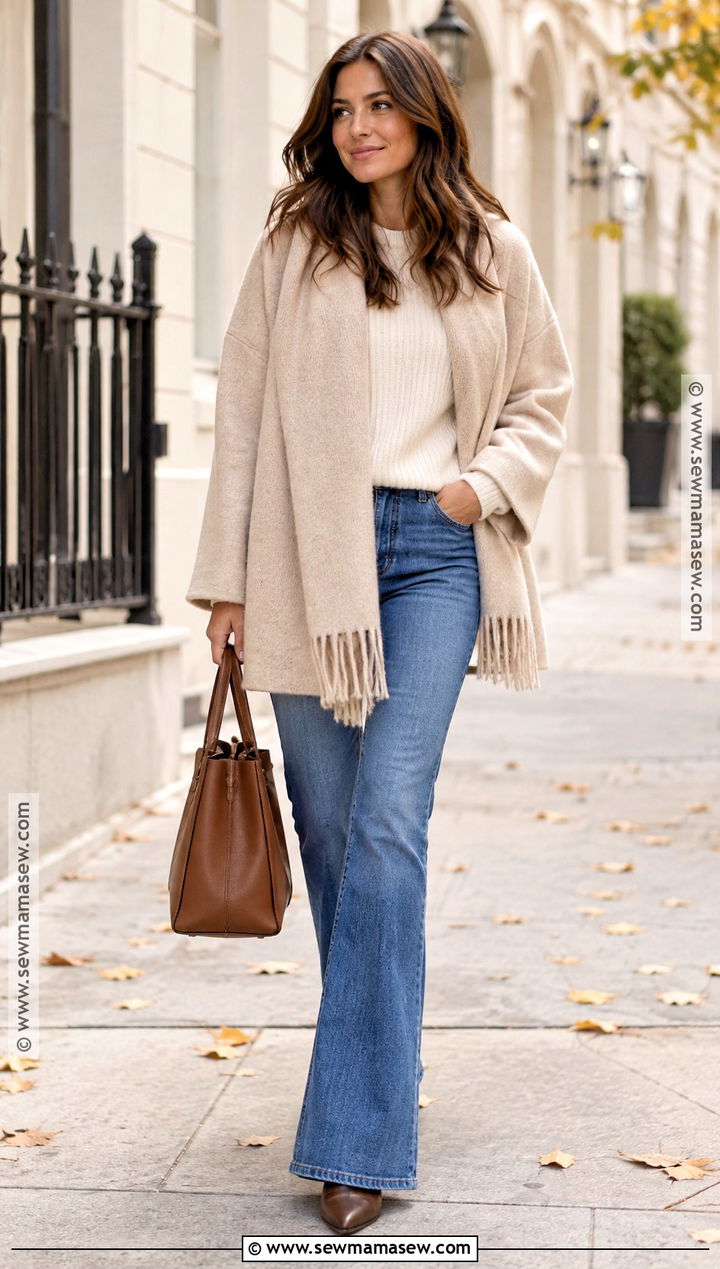 Scarf Jacket And Jeans Fall Outfit - 15 Fall Outfits Women Trendy
