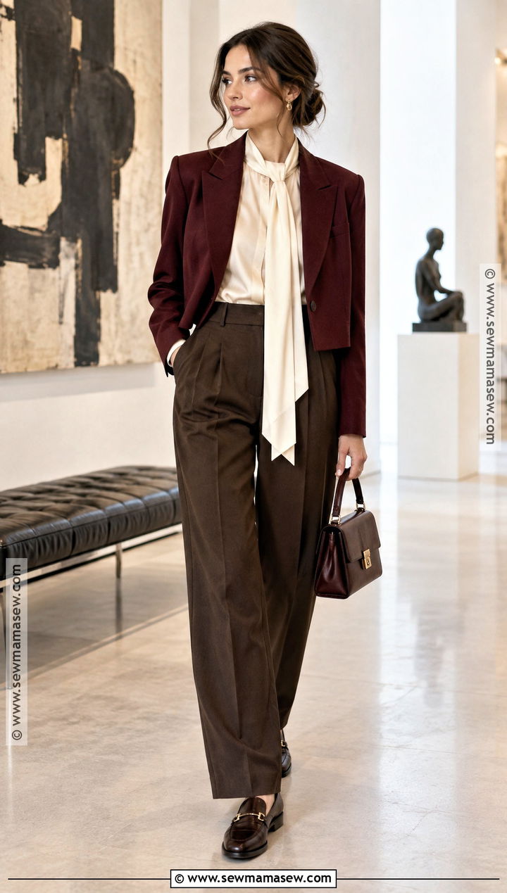 Scarf Top And Tailored Pants Outfit - 20 fall 2026 fashion trends